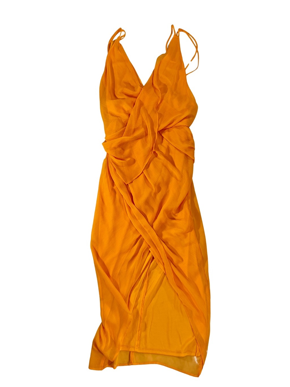 ASOS Bright Orange Backless Wrap-Style Midi Cocktail Dress